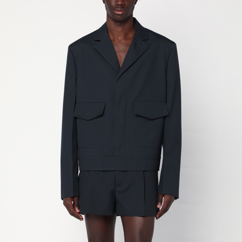 Dark grey jacket in wool gabardine