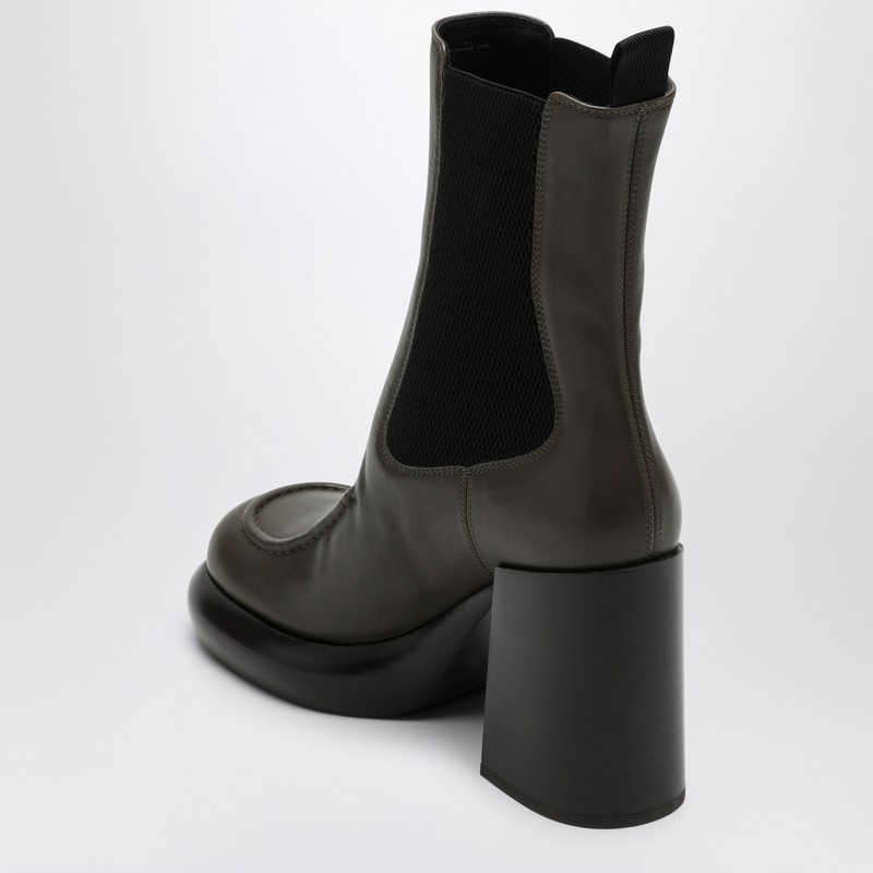 Burberry Chelsea Wedge Boot In Dark Green Leather In Brown
