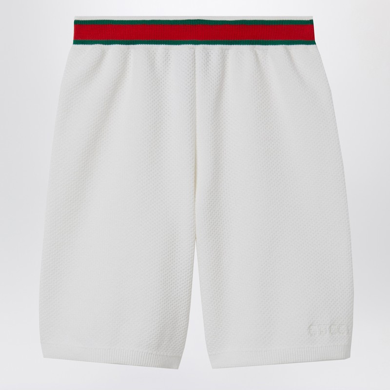 Gucci Kids' White Short With Web Ribbon