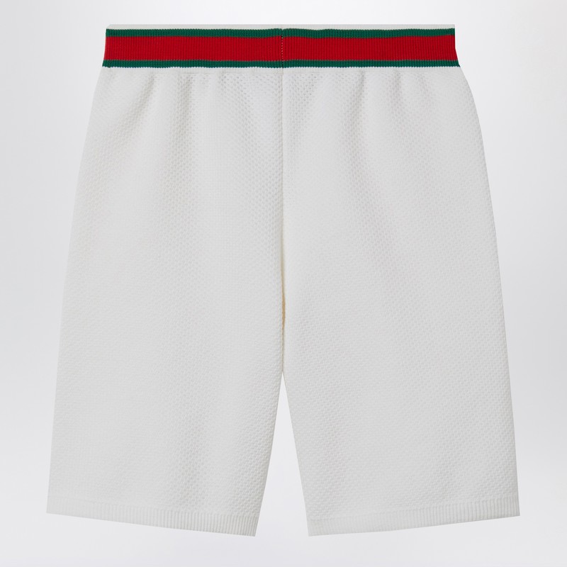 Gucci White Shorts For Kids With Web Detail In White