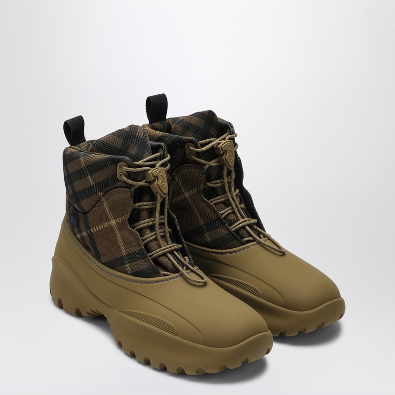 Burberry Scoot Trek Ankle Boot With Check Pattern In Brown