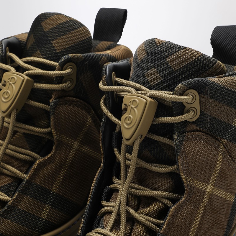 Burberry Scoot Trek Ankle Boot With Check Pattern In Brown