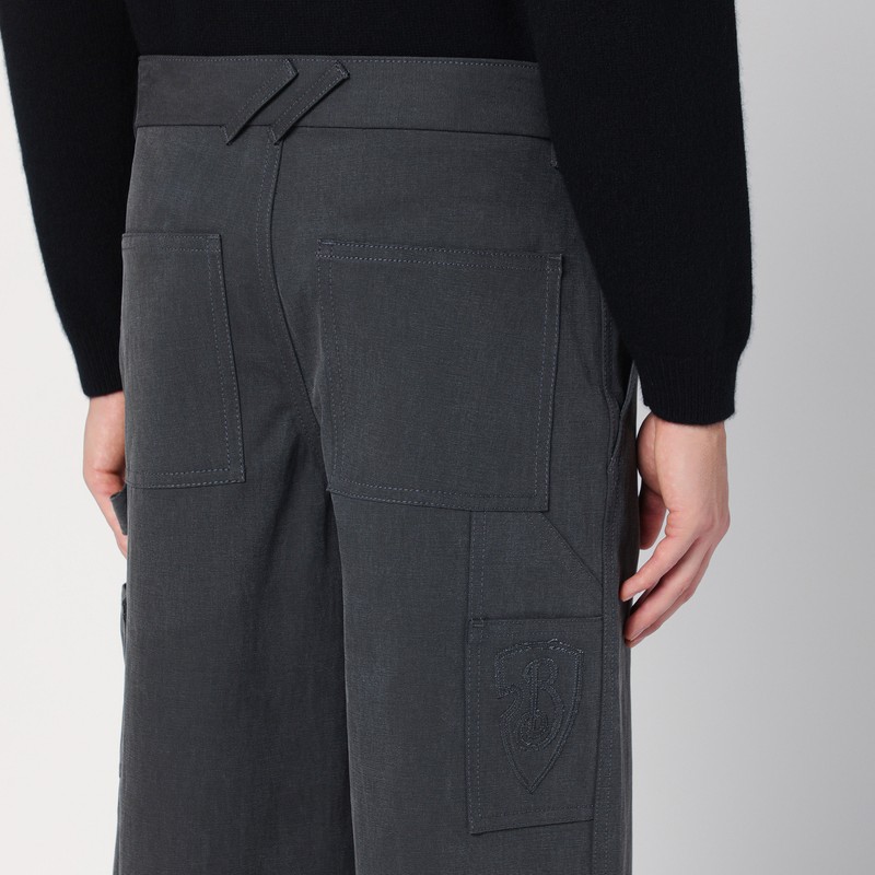 Burberry Black Trousers With Check Pattern Lapels In Black