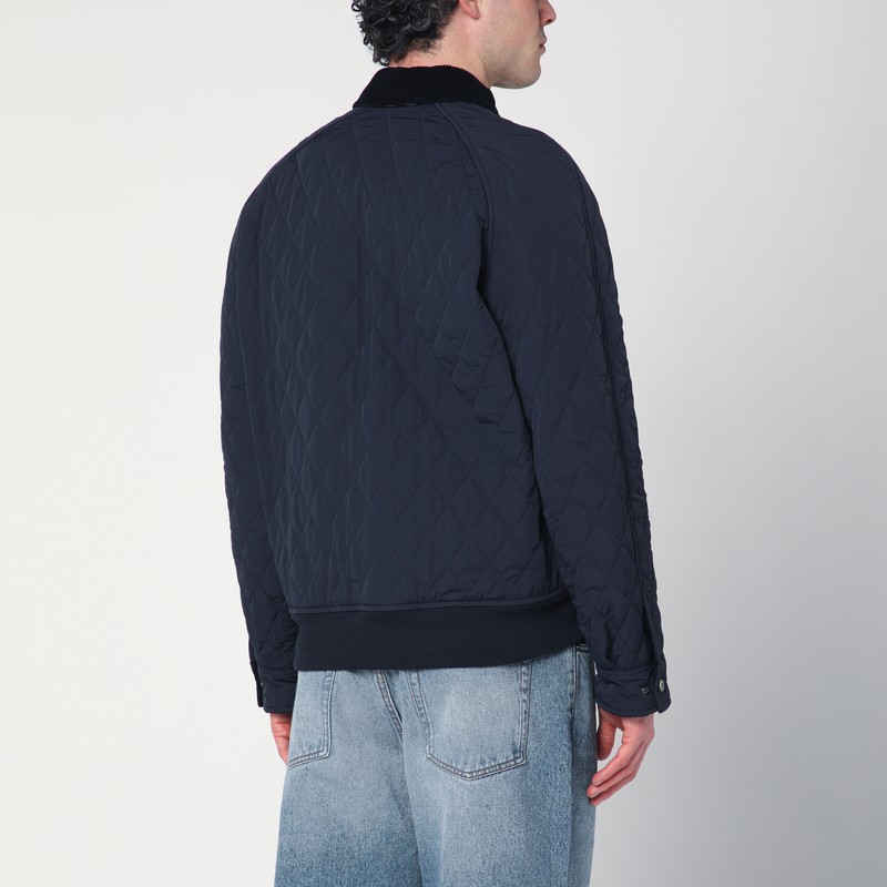 Burberry Quilted Jacket Navy Blue In Nylon In Blue