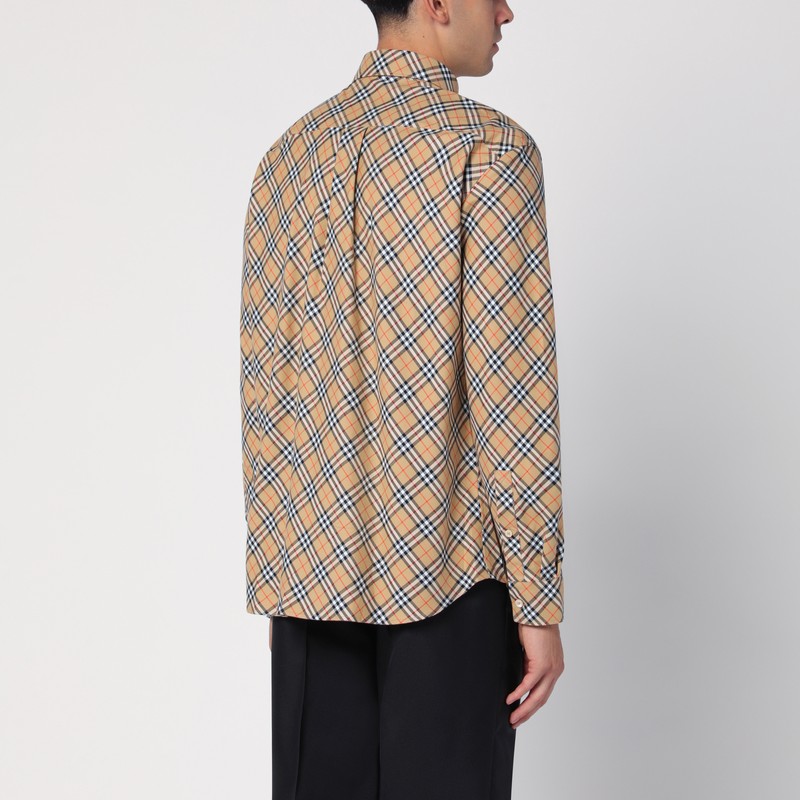 Burberry Vintage Check Long-sleeved Shirt In Beige