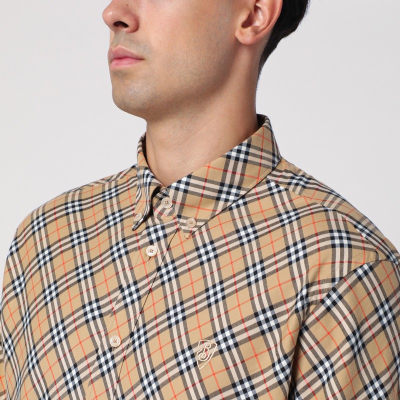 Burberry Vintage Check Long-sleeved Shirt In Beige
