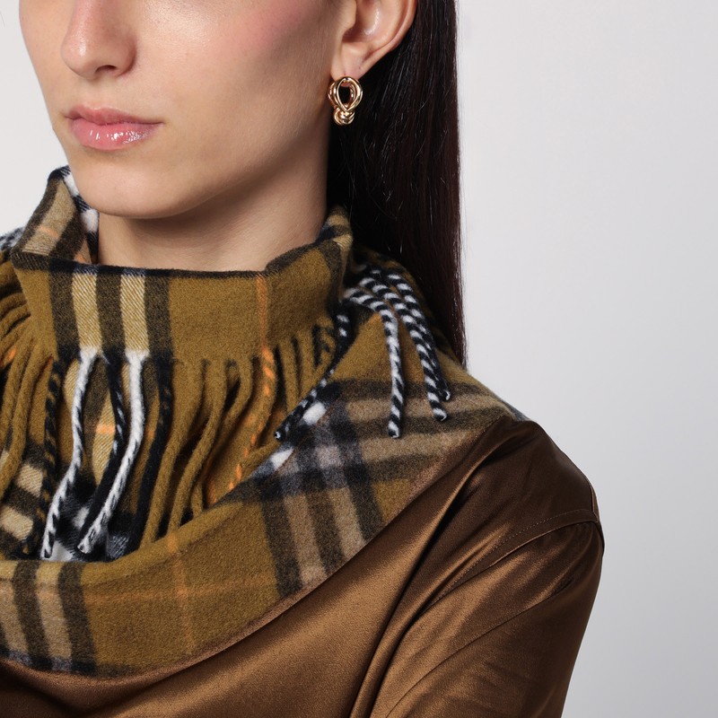 Burberry Checked Scarf Satin Top In Brown