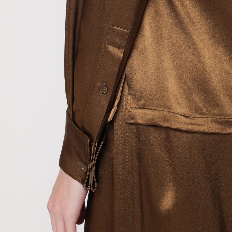Burberry Checked Scarf Satin Top In Brown