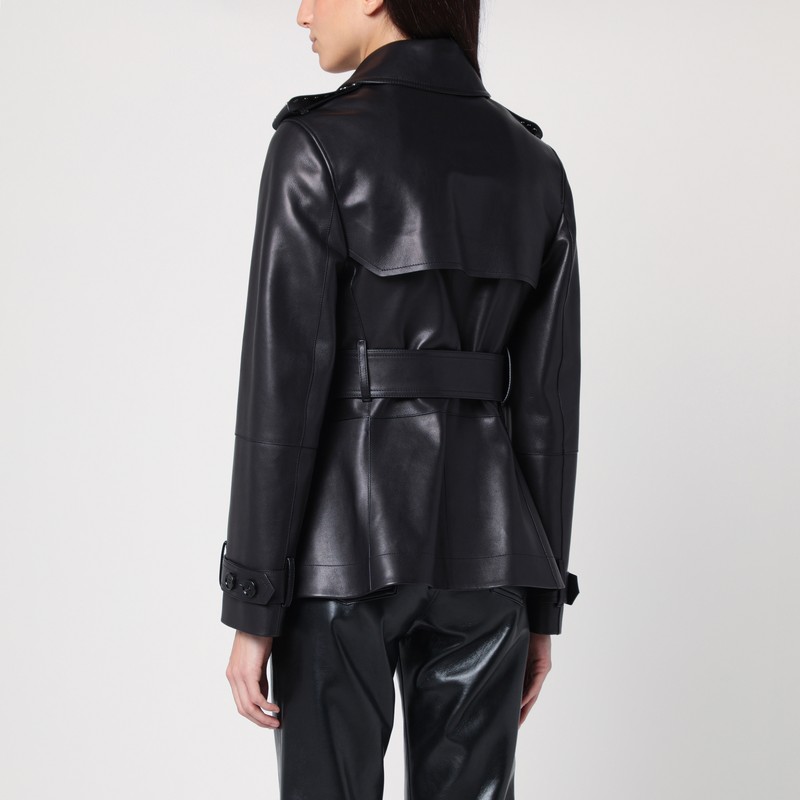 ジャケット Burberry Short black leather jacket with studs Burberry Short Black Leather Jacket With Studs Women | ModeSens