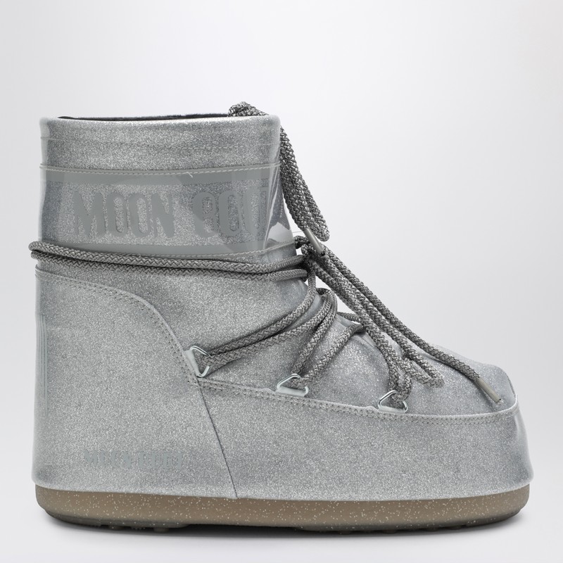 Moon Boot Silver Icon Low Boots With Glitter In Metallic