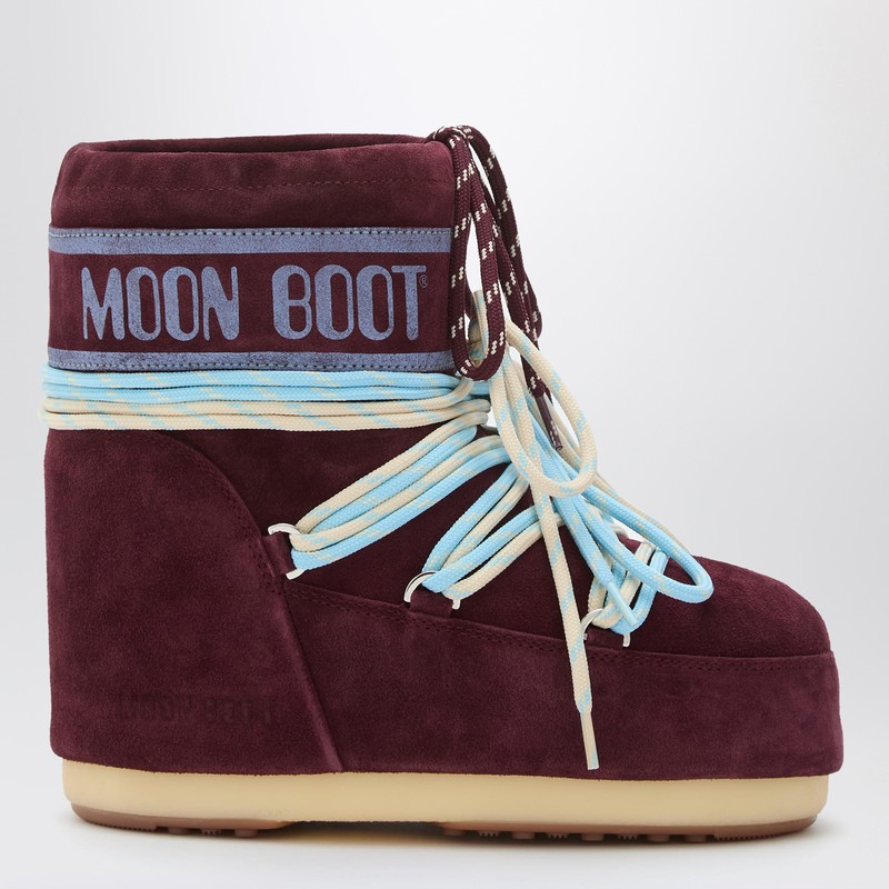 Moon Boot Icon Low Burgundy Suede Boot In Red