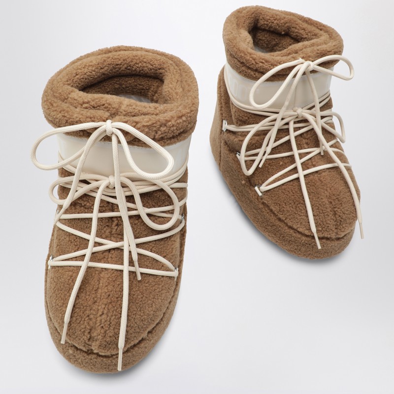Moon Boot Icon Low Boot In Camel Teddy Fabric In Brown