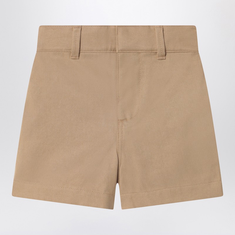 Beige cotton blend shorts