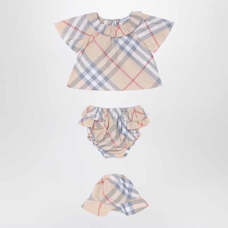 Burberry Set Of Three Pieces Light Beige With Pattern In Grey