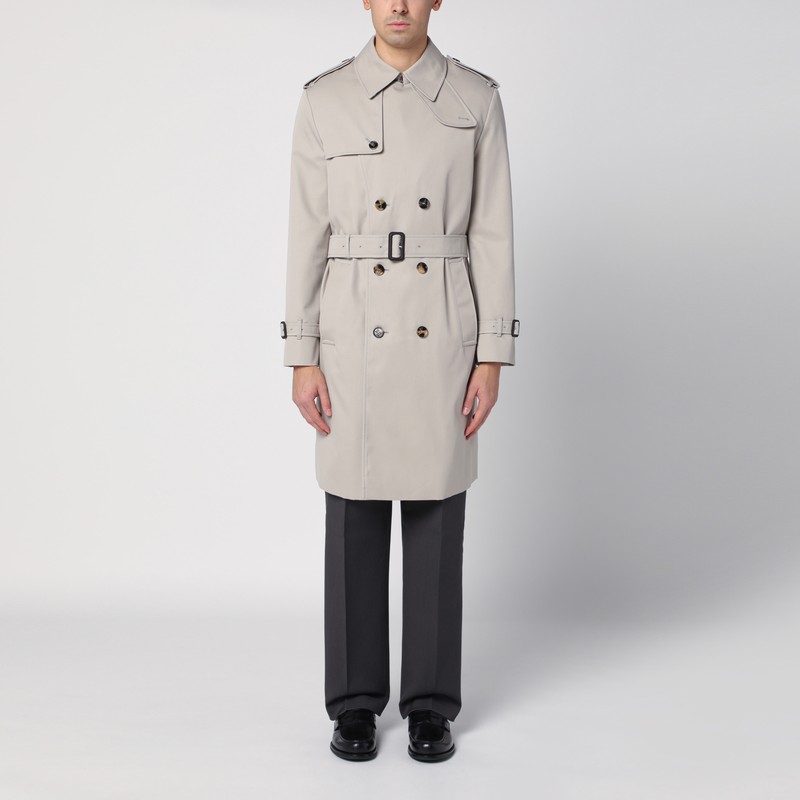 Heron-coloured cotton trench coat