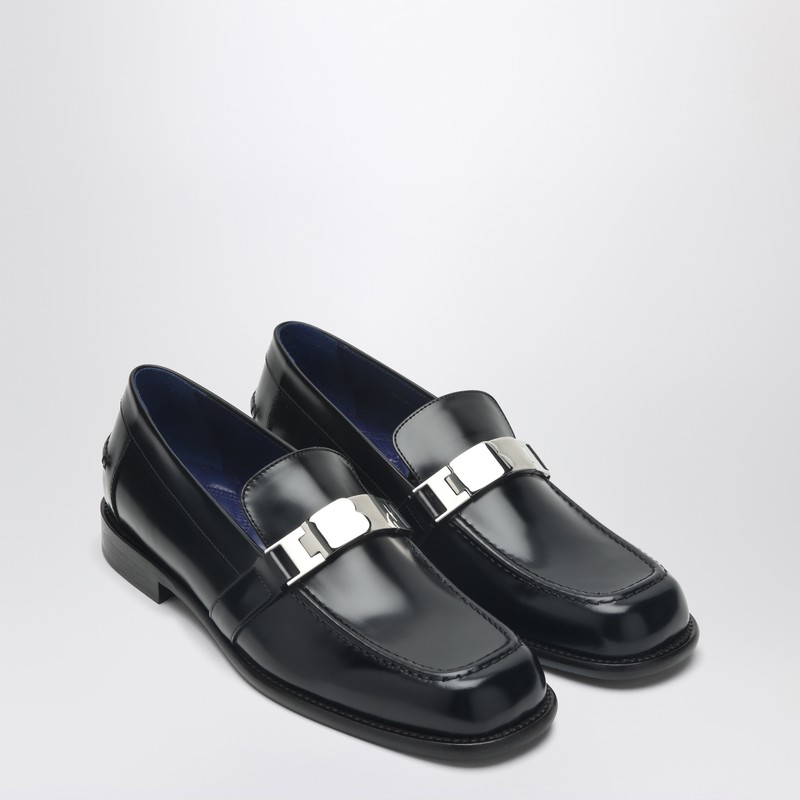 Burberry Mocassino Tower Black In Leather In Black