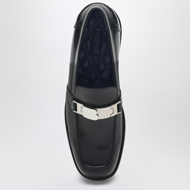 Burberry Mocassino Tower Black In Leather In Black
