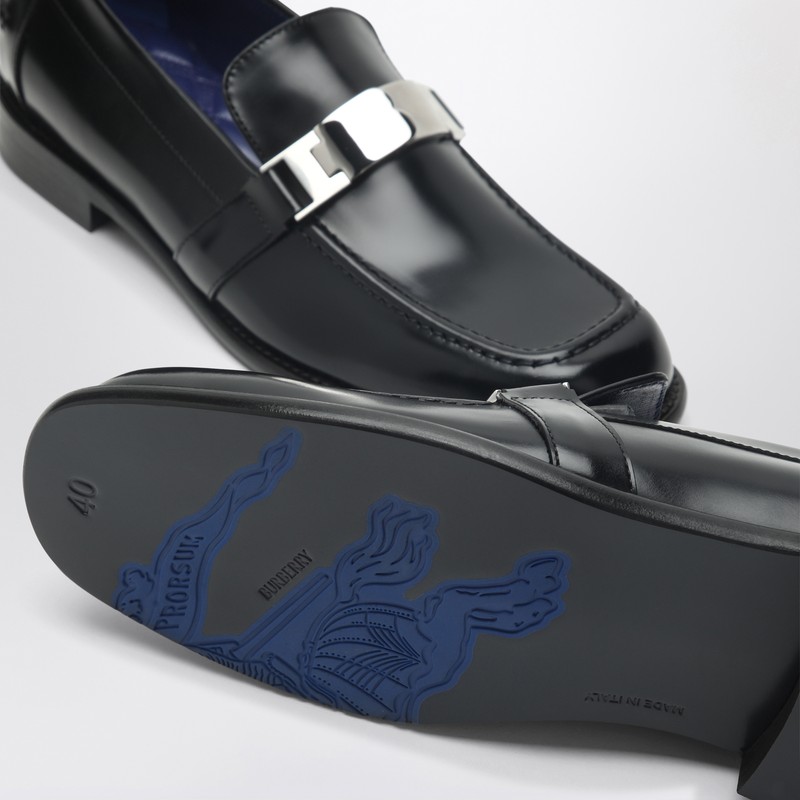 Burberry Mocassino Tower Black In Leather In Black