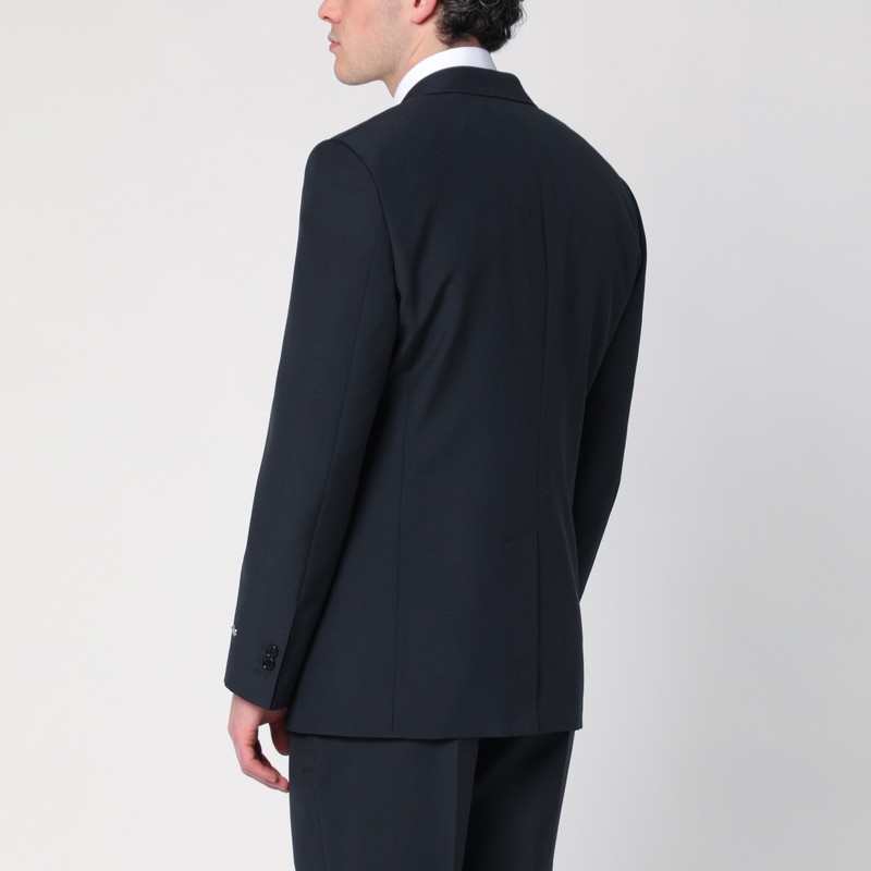 Burberry Single-breasted Wool Blend Jacket In Blue