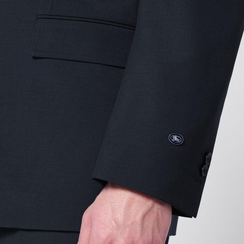 Burberry Single-breasted Wool Blend Jacket In Blue