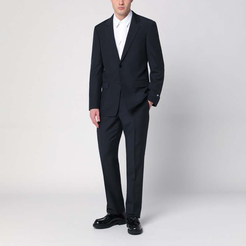 Burberry Classic Navy Blue Wool Blend Trousers In Blue