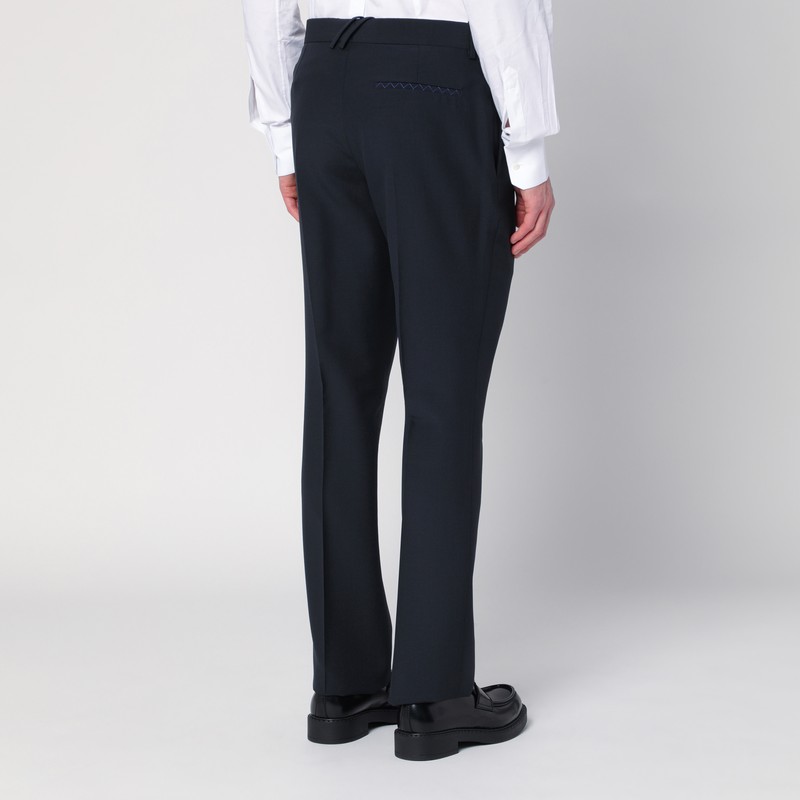 Burberry Classic Navy Blue Wool Blend Trousers In Blue