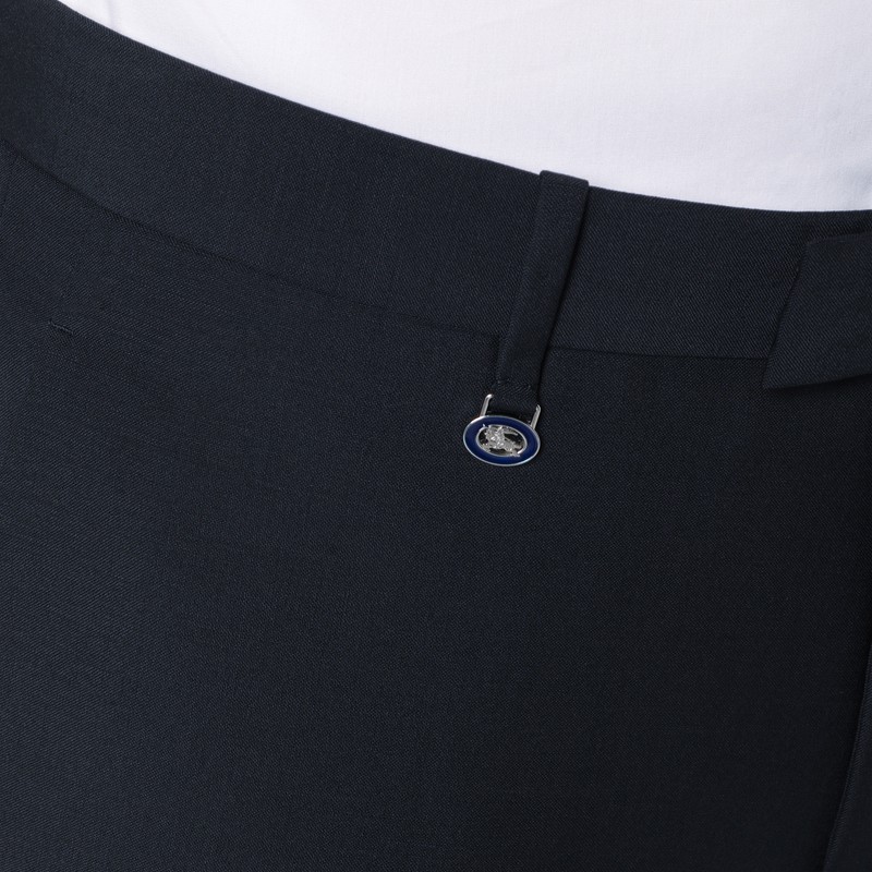 Burberry Classic Navy Blue Wool Blend Trousers In Blue