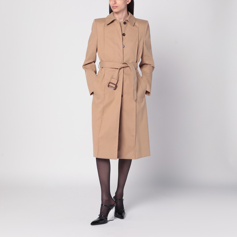 Alexander Mcqueen Cotton Trench Coat In Braun