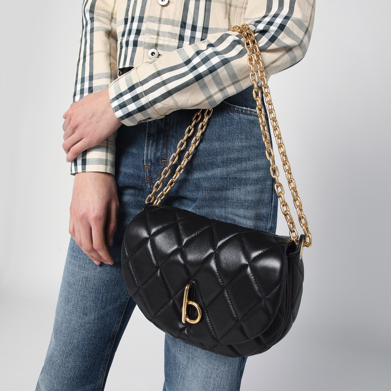Burberry Medium Rocking Soft Quilted Shoulder Bag In Black