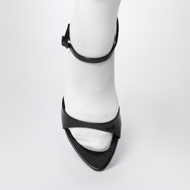 Balenciaga Avenue Sock Black Sandal In Patent Leather And Mesh In Black