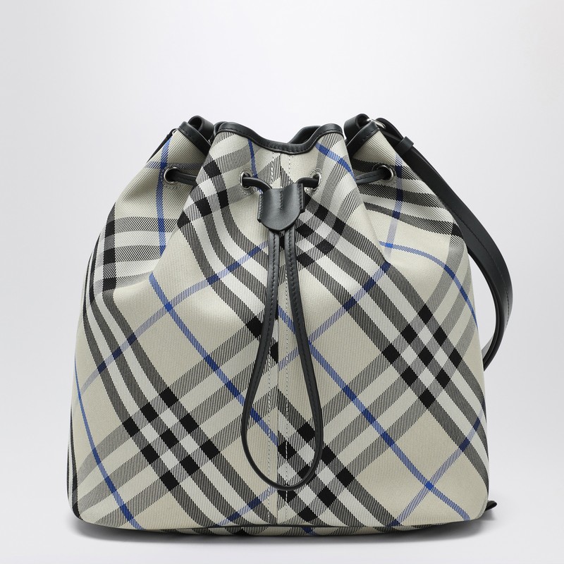 Medium bucket bag with Lichen-colour Check pattern - Burberry - Modalova
