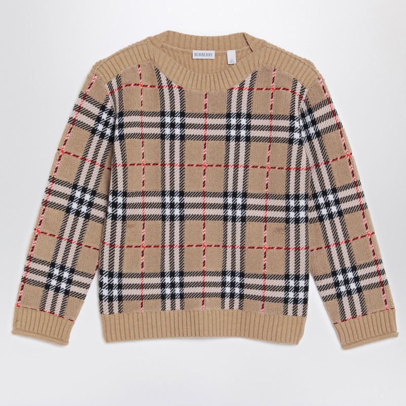 Beige check wool pullover - Burberry - Modalova