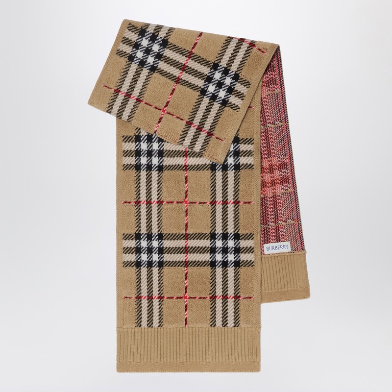 Sand-colored scarf with Check pattern - Burberry - Modalova