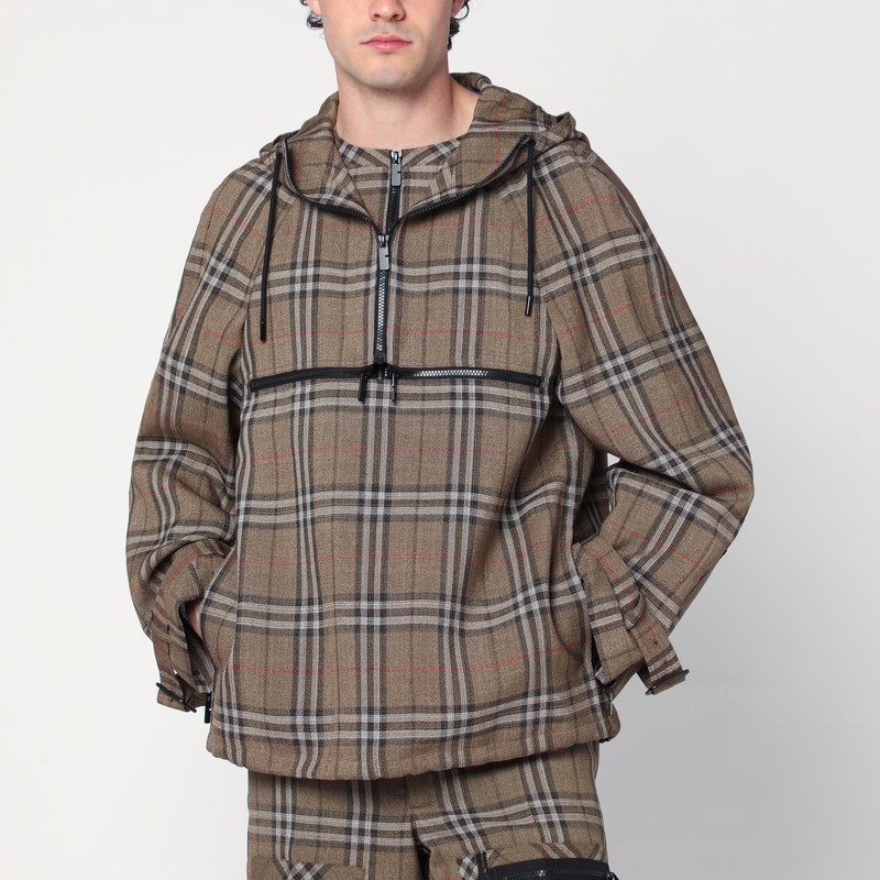 Half-zip jacket with Check pattern in silk blend