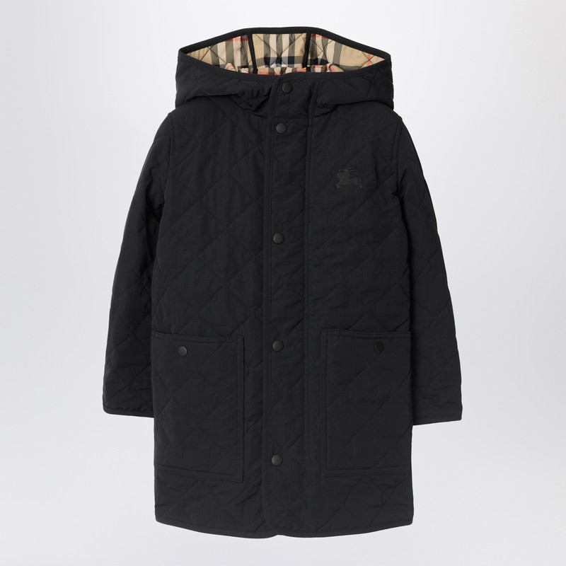 Quilted black nylon coat