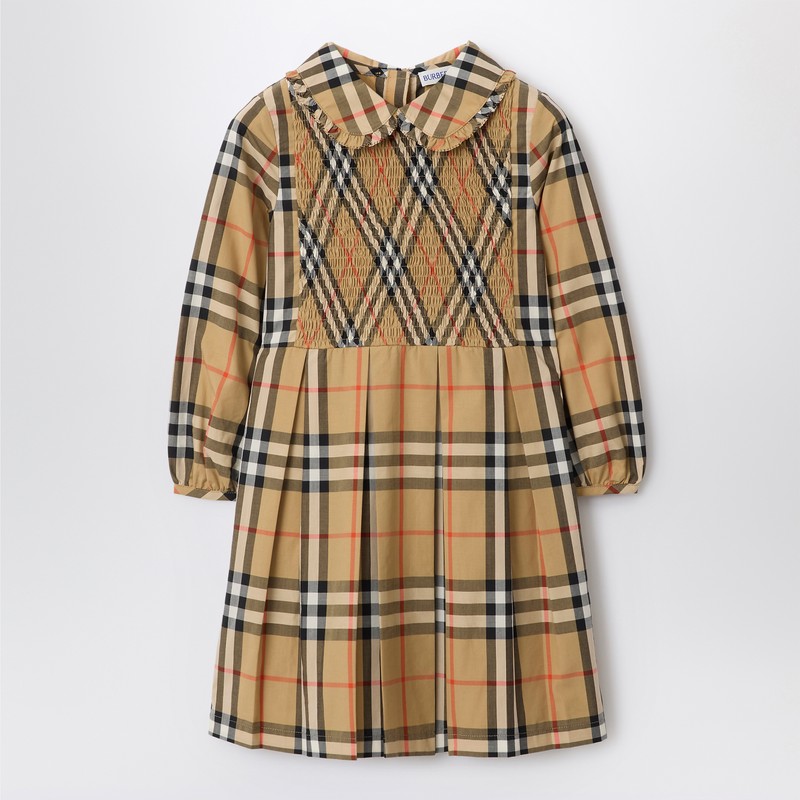 Check-pattern dress in cotton poplin