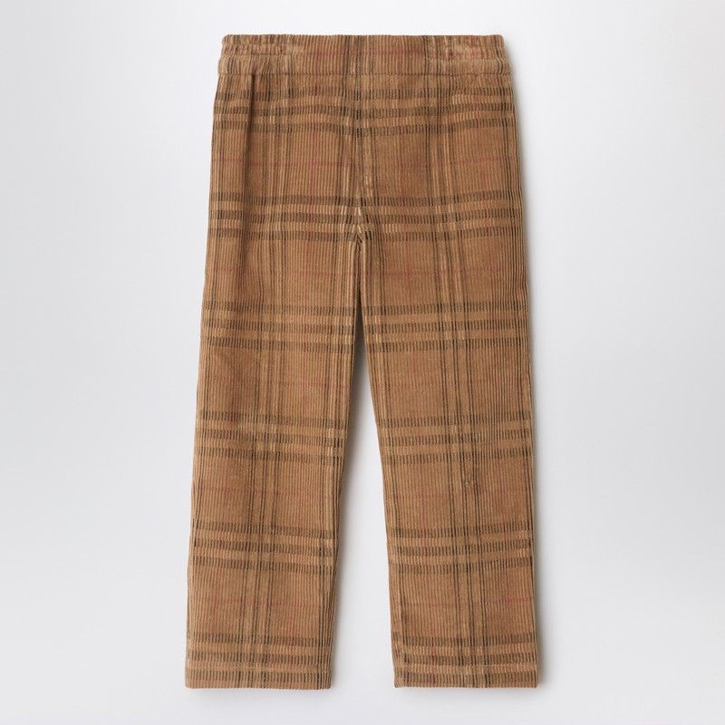 Check-pattern trousers in corduroy