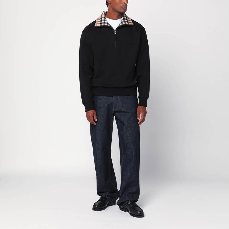 Burberry Mens Logo-embroidered Funnel-neck Cotton Sweatshirt Black Xl In Black