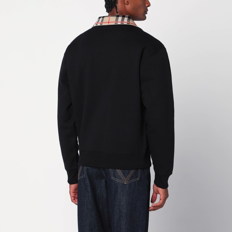 Burberry Mens Logo-embroidered Funnel-neck Cotton Sweatshirt Black Xl In Black