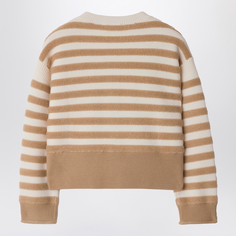 Burberry Wool Stripe Cardigan In Brown