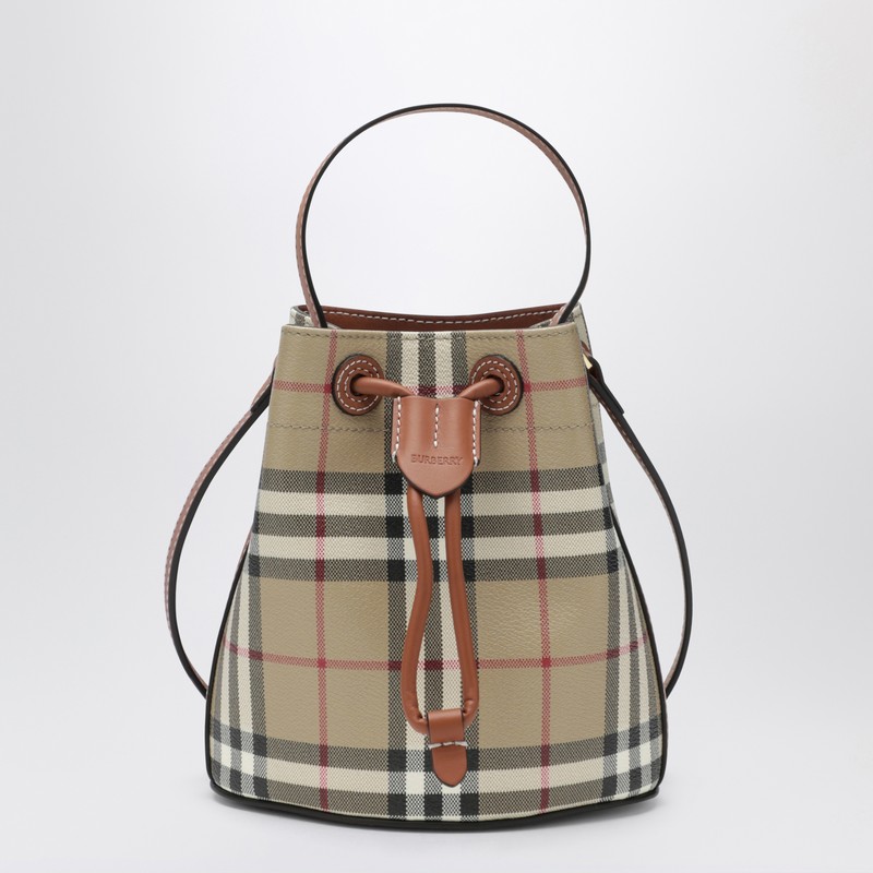 Burberry Mini Check Bucket Bag In Sand