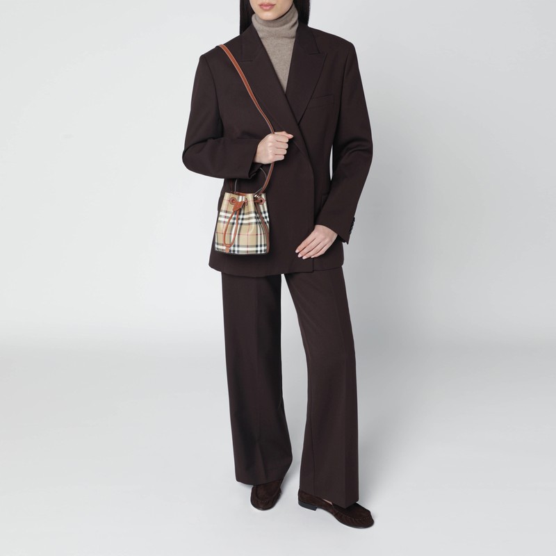 Burberry Mini Check Bucket Bag In Sand