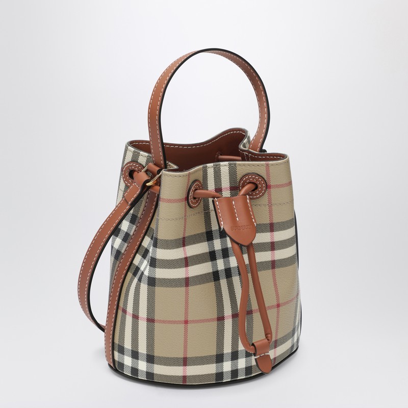 Burberry Mini Check Bucket Bag In Sand