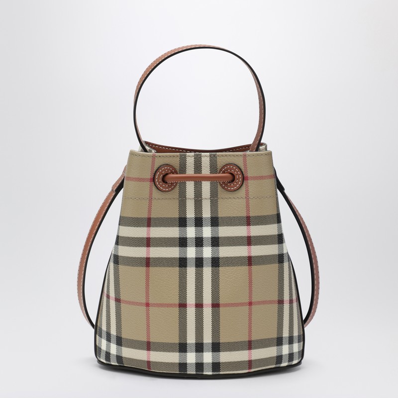 Burberry Mini Check Bucket Bag In Sand