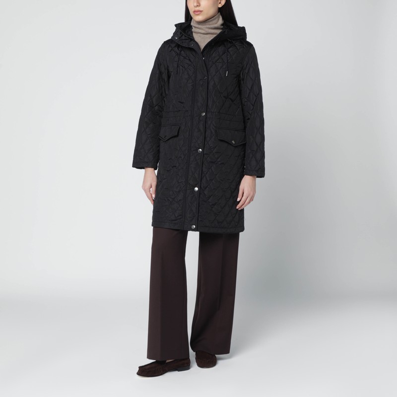 Burberry Quilted Hooded Jacket With Drawstring-waist In Black