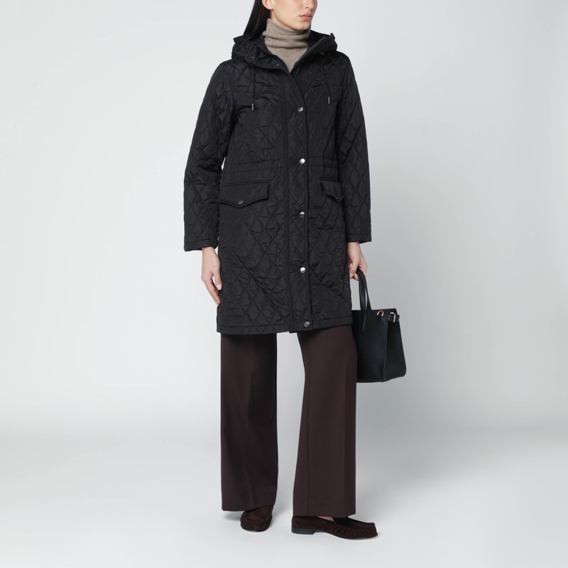 Burberry Quilted Hooded Jacket With Drawstring-waist In Black