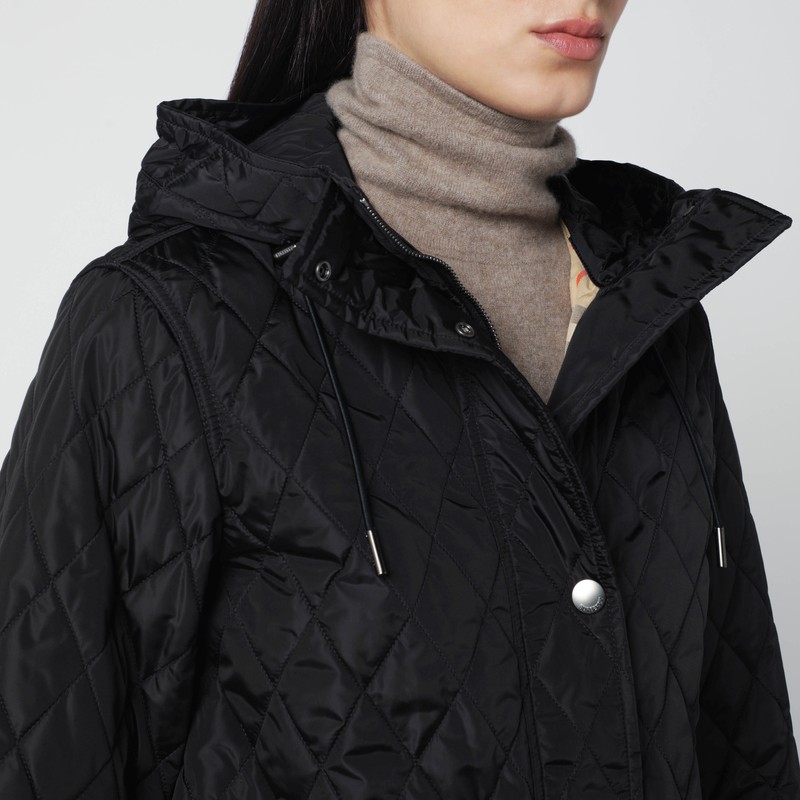 Burberry Quilted Hooded Jacket With Drawstring-waist In Black