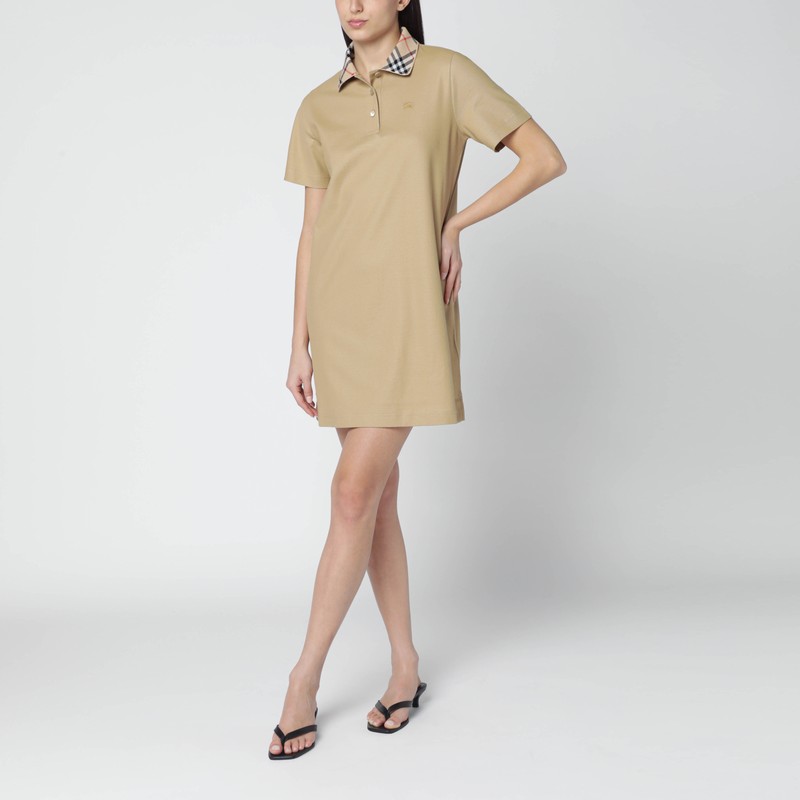 Burberry Beige Cotton Polo Dress In Brown