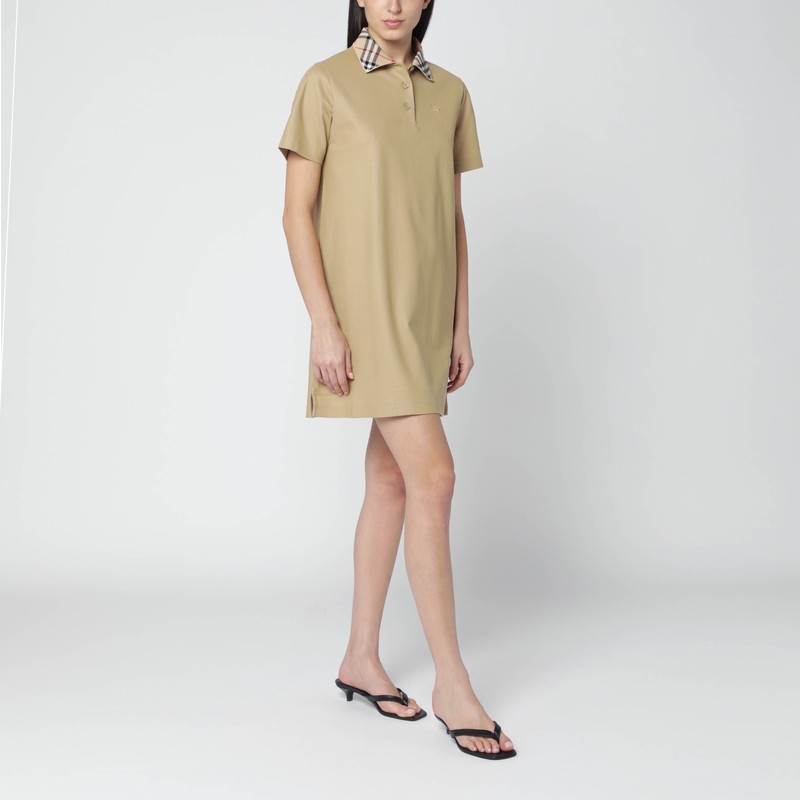 Burberry Beige Cotton Polo Dress In Brown