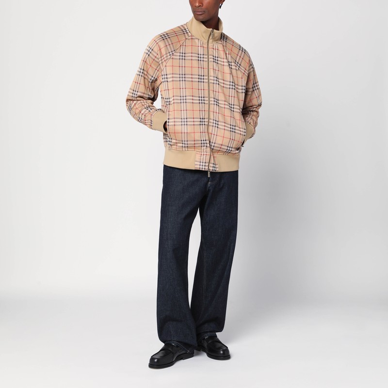 Burberry Beige Sweatshirt With Check Motif In Jacquard In Multi
